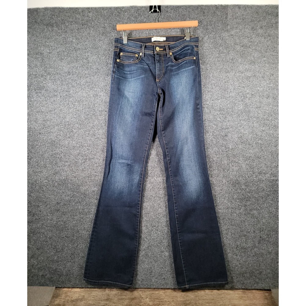 Tory Burch Jeans Womens 27 (Fits 28) Bootcut Denim Logo Back Pockets Dark Wash
